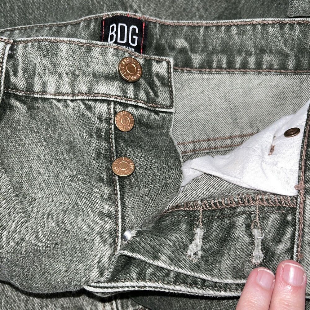 Urban Outfitters BDG Button Up Slim Straight Jeans Women's 30 Stone Washed Olive - Picture 11 of 13